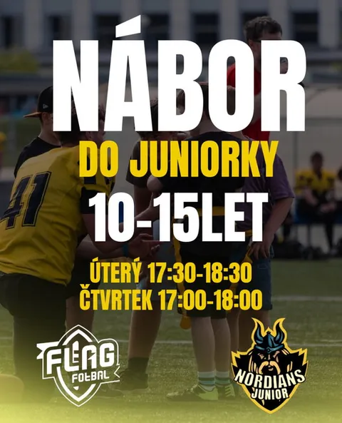 NÁBOR DO JUNIORKY NORDIANS! 🏈⚡ Hledáš akční sport, skvělou partu a chceš zkusit něco nového? Flag fotbal je bezkontaktn