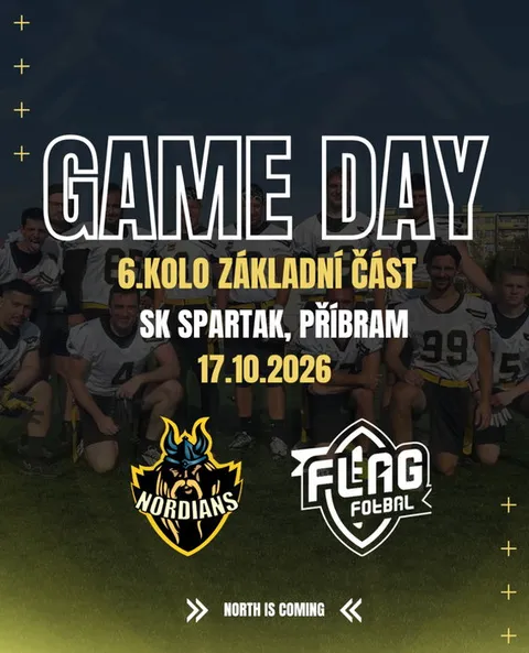 GAME DAY V PŘÍBRAMI! 🏈⚔️ Dnes uzavíráme základní část 6. kolem flagové ligy. Od 16:00 nás čekají tři náročné bitvy v řa
